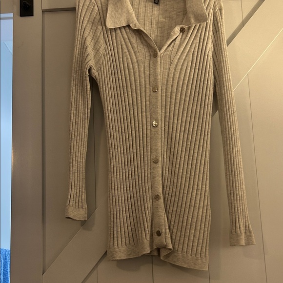 White House Black Market Beige Ribbed Cardigan - Picture 1 of 2